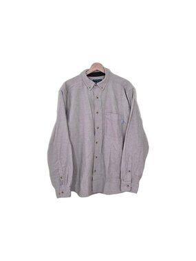 Woolrich Chamois Shirt Mens XL Beige LS Cotton Buttons 6109 Outdoor Rugged Cabin